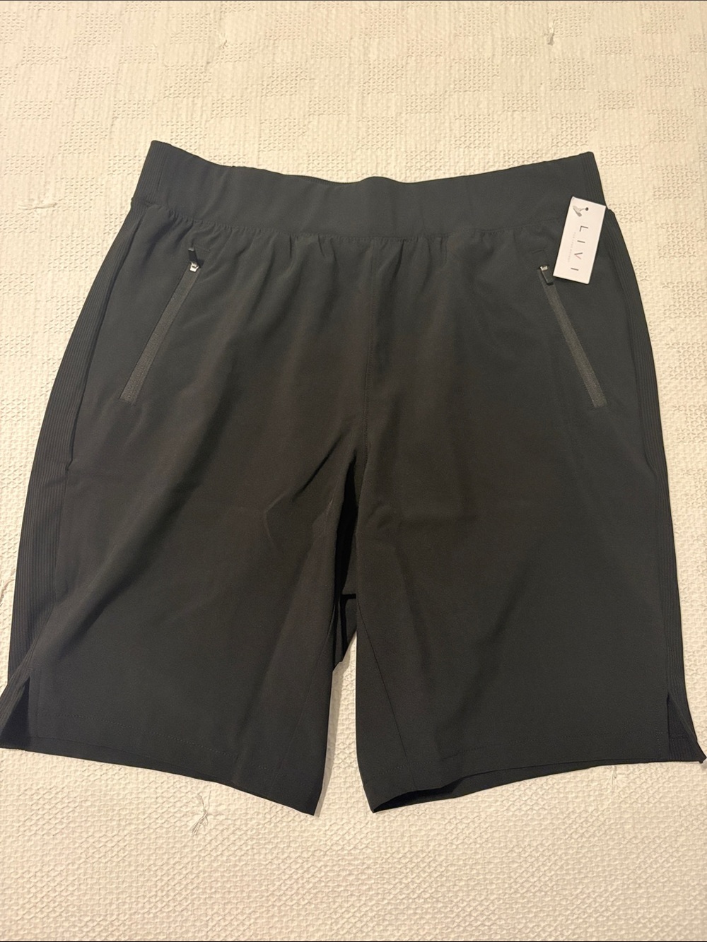 NWT Livi Active Black Women's Athletic Shorts with Zip Pockets